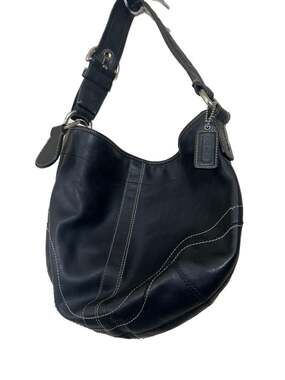 Coach Soho Black Leather Hobo Bag Silver Hardware